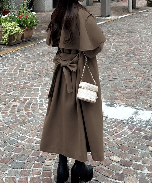 [JUNOAH] пальто с отложным воротником MEDIUM мокка женский 