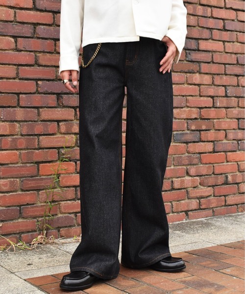noen シンチバックバギージーンズ ワイド デニム Mサイズ ブラック Noen（ノエン） ジーンズ シンチバックバギージーンズ「セットアップ