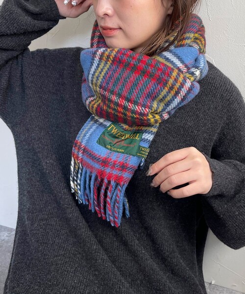 TWEED MILL ウールストール ブルー A フリー TWEED MILL（ツイードミル） ストール FREE ブルー系その他 レディース