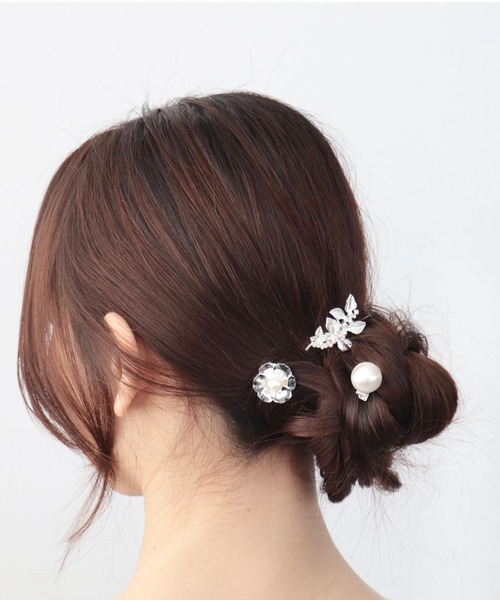 Three Four Time（スリーフォータイム） ヘアクリップ フラワー×パール