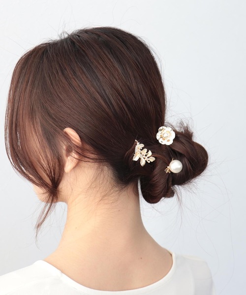 Three Four Time（スリーフォータイム） ヘアクリップ フラワー×パール