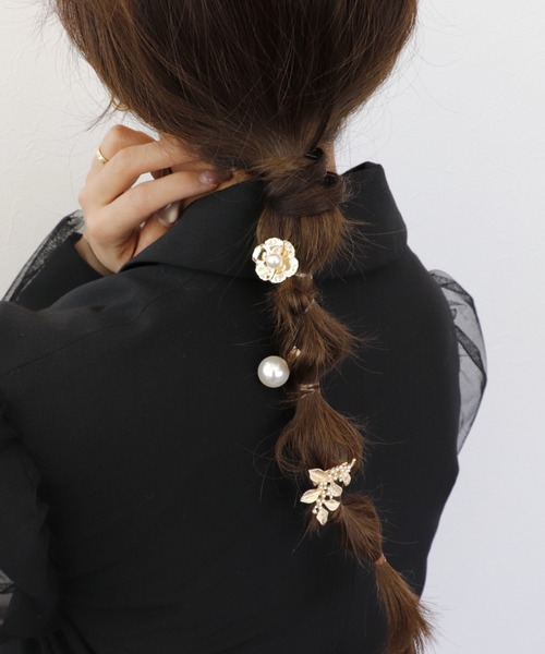Three Four Time（スリーフォータイム） ヘアクリップ フラワー×パール