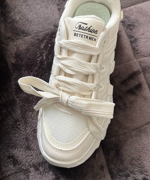 lawgy ディファレントマテリアルダブルリボンスニーカー セール】different material double ribbon sneaker / ディファ