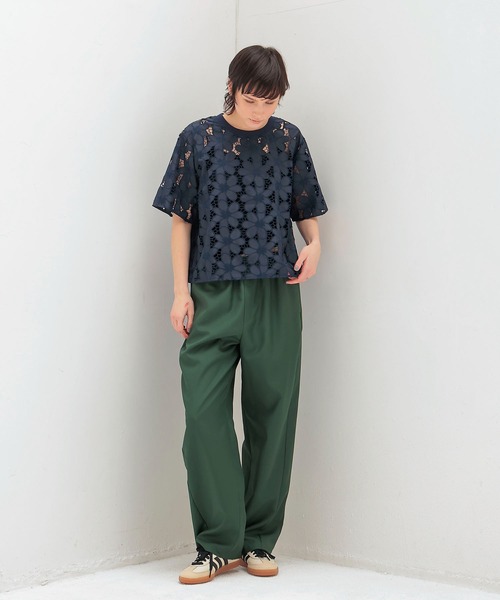 tシャツ BAUM UND PFERDGARTEN / MANUELA Flower Lace(フラワーレースハーフスリーブブラウス 24012) レ BAUM UND PFERDGARTEN tシャツ / MANUELA Flower Lace(フラワー