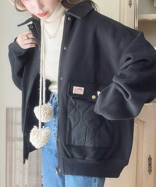 「Java」 ジップアップブルゾン X-LARGE ブラック レディース_画像4