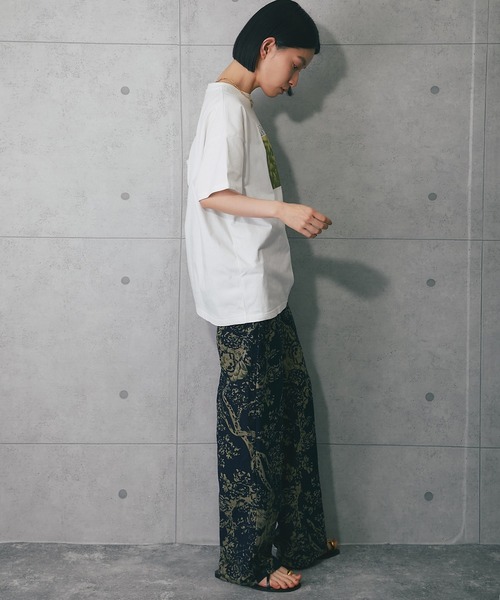 黒 花柄 パンツ　コムコム　値下げ中 セール】【セットアップ対応】花柄パンツ（その他パンツ