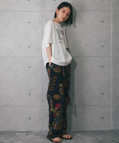 TUITACI フラワー柄 パンツ パンツ フラワー柄 ワイドパンツ レディース メンズ : ZOZOTOWN