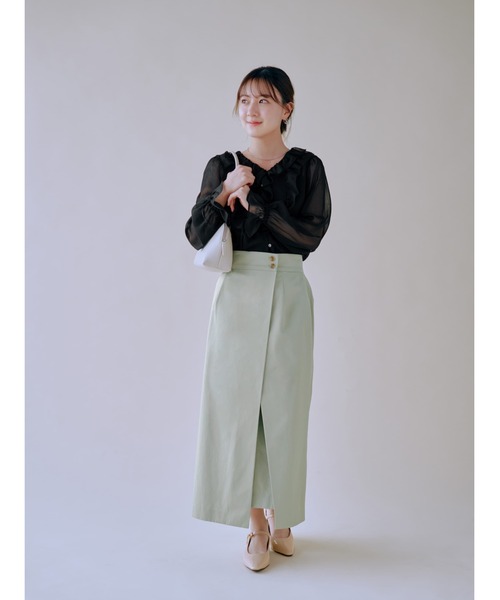 COHINA ラップデザインハイウエストスカート short-XS ラップデザインハイウエストスカート-short & regular | 小柄