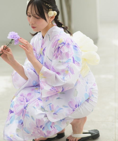 CELEN 浴衣 「1人で着られる浴衣4点セット」浴衣・兵児帯・腰紐2本「夏