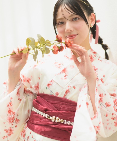 CELEN 浴衣 「1人で着られる浴衣4点セット」浴衣・兵児帯・腰紐2本「夏