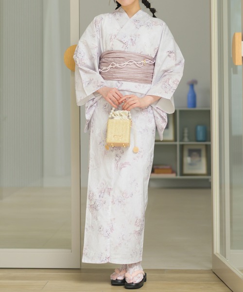 浴衣 「1人で着られる浴衣4点セット」浴衣・兵児帯・腰紐2本「夏恋浴衣