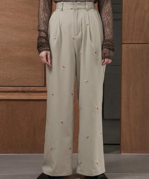 lawgy パンツ embroidery flower pants / エンブロイダリー