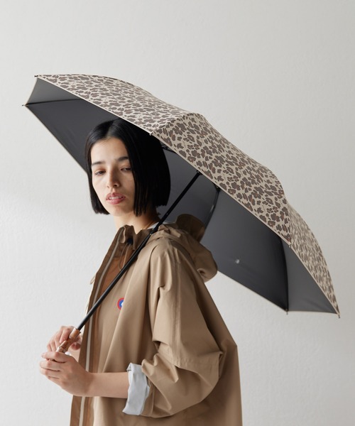 新品未使用　ウィムガゼット　晴雨兼用折り畳み傘　グレー×ゼブラ Whim Gazette 折りたたみ傘 「晴雨兼用」レオパード楽折り傘