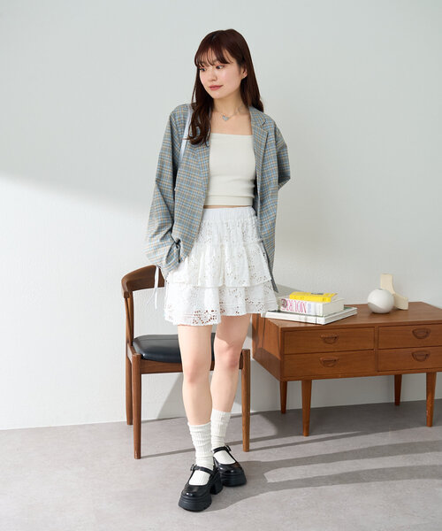 ★Sea NY アイレットレースデザイン ティアードスカート 送関込 ☆Sea NY アイレットレースデザイン ティアードスカート 送関込