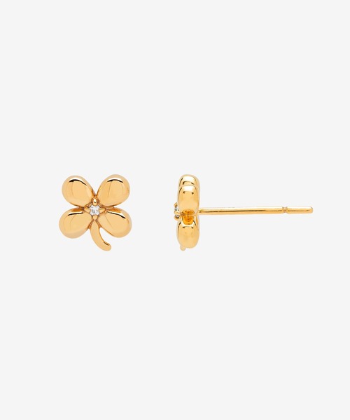 ピアス シルバー K10 イエローゴールド キュービックジルコニア クローバー ピアス BLOOM/ブルーム レディースの画像