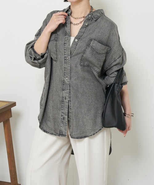 大人気jenaテンセルデニムシャツ Jena espace merveilleux ブラウス シャツ 「オールシーズン可能