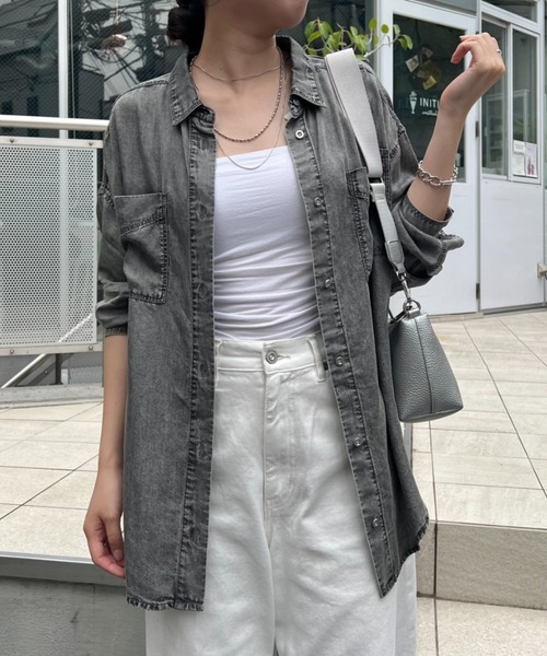 大人気jenaテンセルデニムシャツ Jena espace merveilleux ブラウス シャツ 「オールシーズン可能