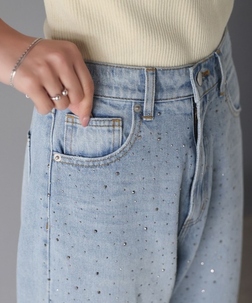 [mily bilet] обработка Denim брюки LARGE черный женский 