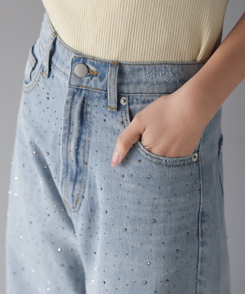 [mily bilet] обработка Denim брюки LARGE черный женский 
