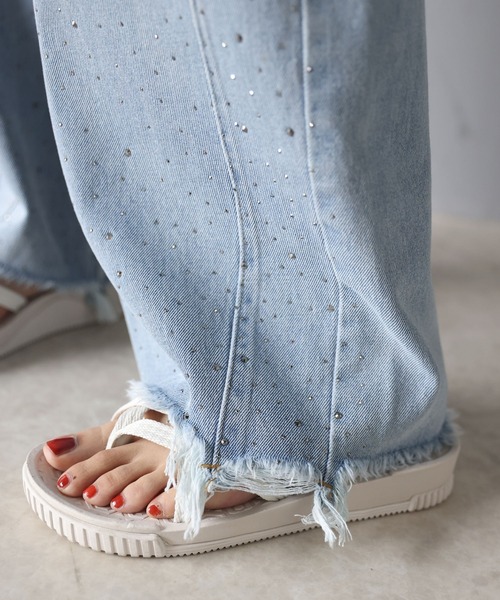 [mily bilet] обработка Denim брюки LARGE черный женский 