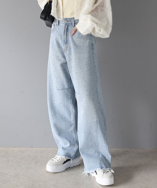 [mily bilet] обработка Denim брюки LARGE черный женский 