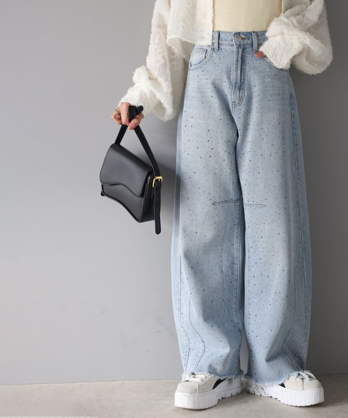 [mily bilet] обработка Denim брюки LARGE черный женский 