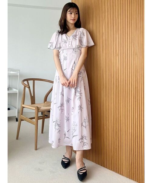 05T934☆ MERCURYDUO 春夏 花柄 ショートスリーブ ワンピース マーキュリーデュオ MERCURYDUO 花柄ラッフルプリーツティアード