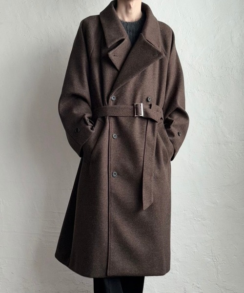 ウールブレンドチェスターコート　ブラウン M フィローモ Filomo [Filomo]カシミヤブレンドウールダブルチェスター