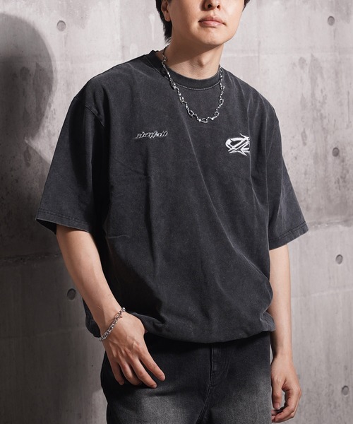 tシャツ 硫化染め カットオフアップリケ Tシャツ / Sulfur-dyed cut