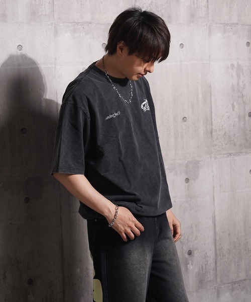 tシャツ 硫化染め カットオフアップリケ Tシャツ / Sulfur-dyed cut