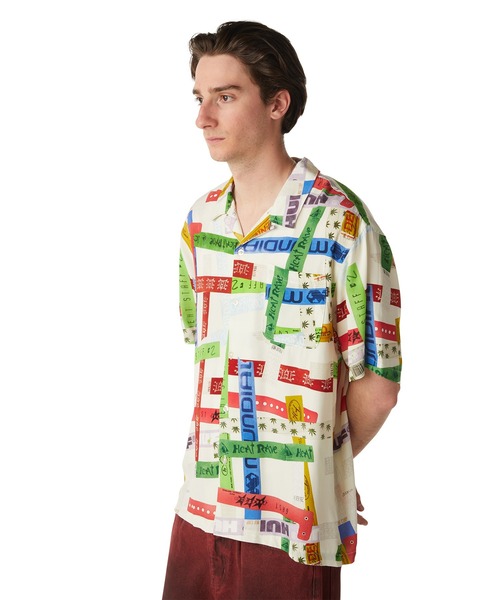 【HUF ハフ RESORT SHIRT リゾートシャツ タグ付き新品サイズＬ】 TRIP FLOCKED RESORT SHIRT（シャツ/ブラウス）｜HUF（ハフ）の