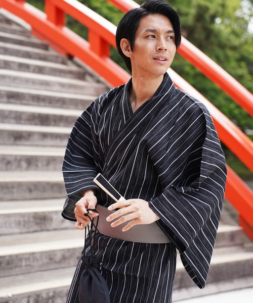 BAYBLO ゆかた 浴衣 (TI)メンズ「4点セット」しじら織 ゆかた ( 浴衣