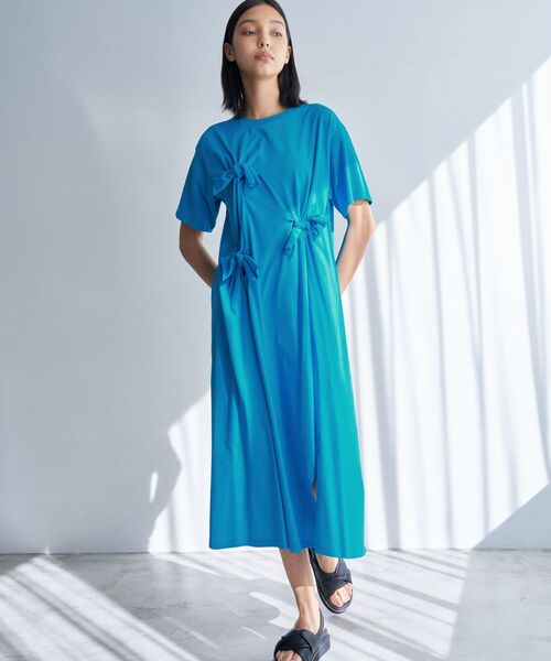 ワンピース LANVIN Abito LANVIN en Bleu ワンピース ノットリボンカットソーワンピース
