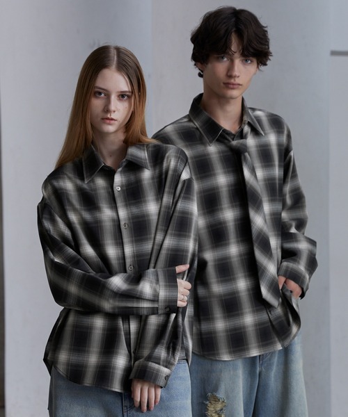 CLEL（クレイル） シャツ 「CLEL」TR Herringbone Check Shirt ＆ Tie