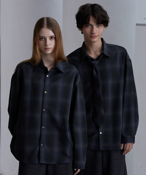 CLEL（クレイル） シャツ 「CLEL」TR Herringbone Check Shirt ＆ Tie