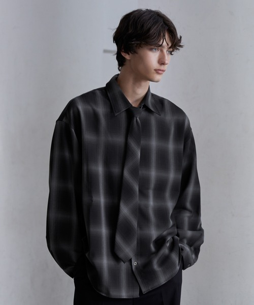 CLEL（クレイル） シャツ 「CLEL」TR Herringbone Check Shirt ＆ Tie