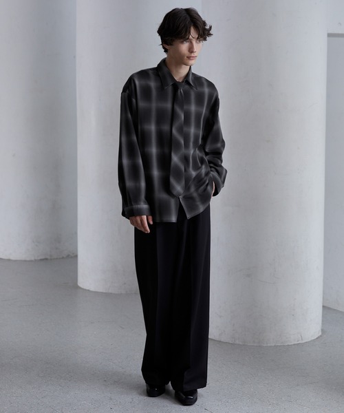 CLEL（クレイル） シャツ 「CLEL」TR Herringbone Check Shirt ＆ Tie