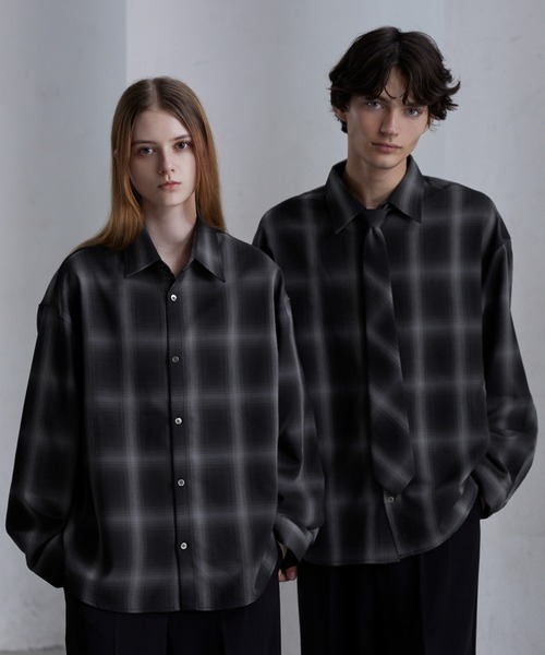 CLEL（クレイル） シャツ 「CLEL」TR Herringbone Check Shirt ＆ Tie