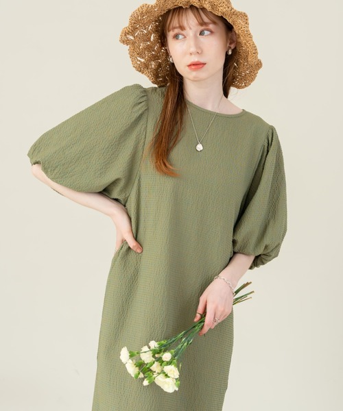 美品！hinari ワンピース　グリーン hinari 「hinari」 半袖ワンピース SMALL グリーン レディース