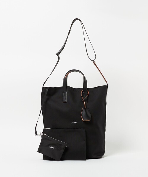【美品】hALON ハロン トートバッグ ブラック キャンバス×レザー 高級感 美品】hALON ハロン トートバッグ ブラック キャンバス×レザー