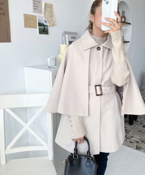 【美品】ポンチョコート moment+ ポンチョコート M ブラウン系その他 レディース : ZOZOTOWN