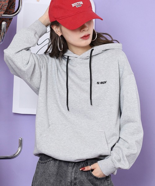 NERDY スマホショルダー パーカー ブレンクロゴフーディー メンズ