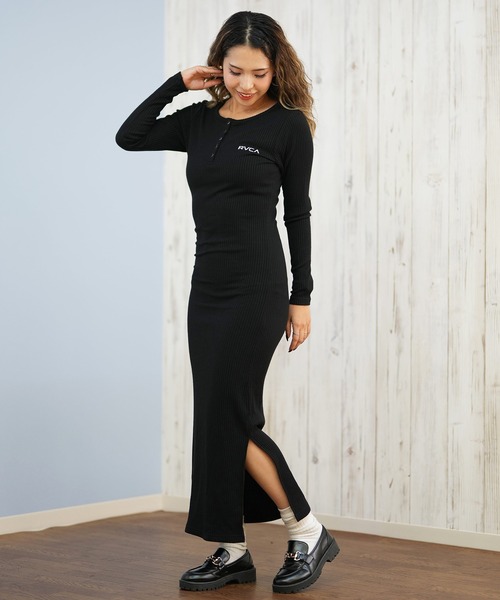 RVCA（ルーカ） ワンピース HENRY NECK SLIM DRESS リブワンピース