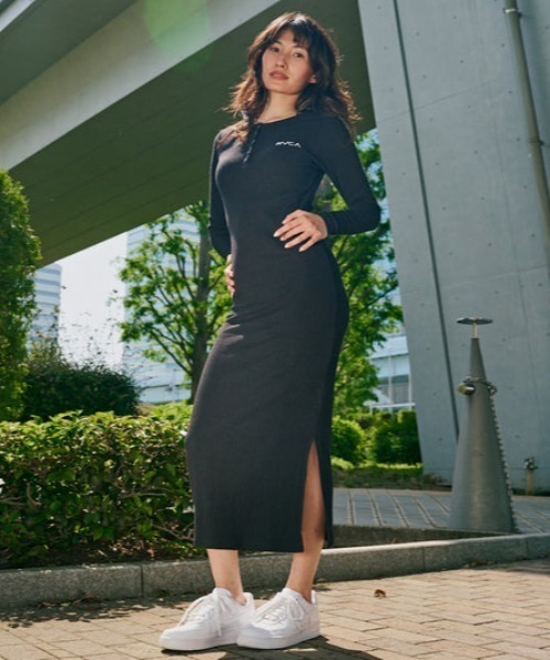 RVCA（ルーカ） ワンピース HENRY NECK SLIM DRESS リブワンピース