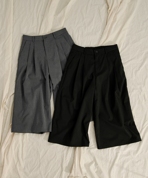 Ezick ワイドパンツ ハーフパンツ パンツ 短パン Barmuda pants ピン