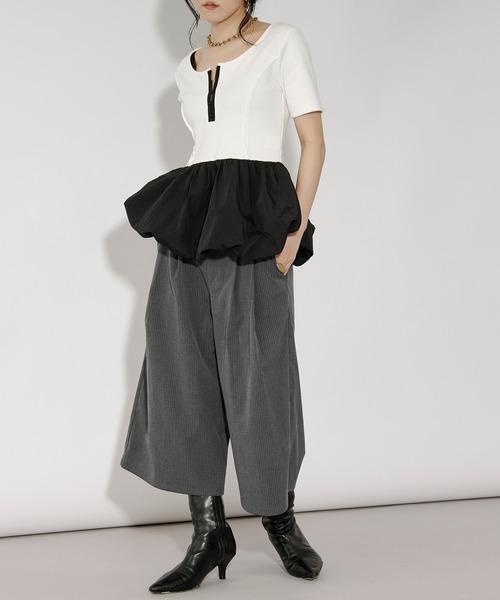 Ezick ワイドパンツ ハーフパンツ パンツ 短パン Barmuda pants ピン