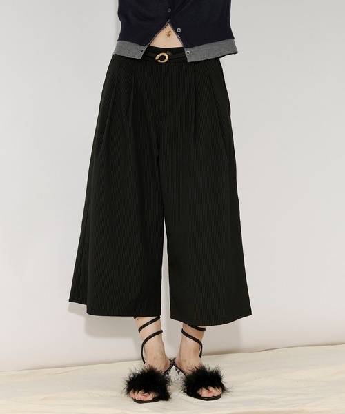 極美品　ifsixwasnine　黒のストライプハーフパンツ Ezick ハーフパンツ ワイドパンツ パンツ Barmuda pants ピン