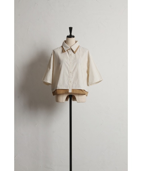 &. NOSTALGIA（ノスタルジア） ブラウス シャツ 配色ダブル襟シャツ