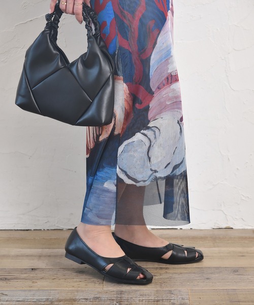 「ALPHA CUBIC」 フラットサンダル 24.5cm アイボリー レディース_画像7