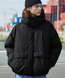 パディッドブルゾン　切り替え　中綿　ダウン　ジャケット　M ショートボリューム撥水スタンドネックドロストパテッドブルゾン MONO